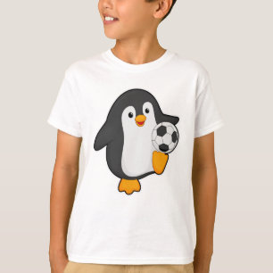 T-shirt Pingouin joueur de football avec balle de football