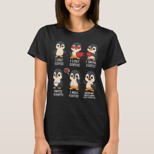 T-shirt Pingouin Mignon Amoureux de Café Émotions Pour Cha