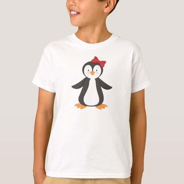 T-shirt Pingouin mignon, Petit Pingouin, Pingouin Avec Bow (Devant)
