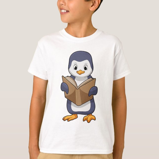 T-shirt Pingouin Nerd avec Livre (Devant)