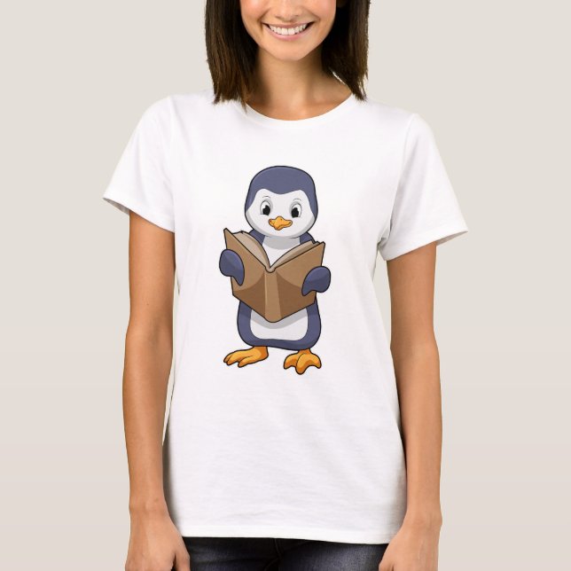T-shirt Pingouin Nerd avec Livre (Devant)