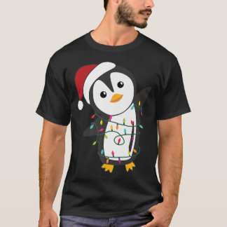 T-shirt Pingouin Noël Santa Clauses Fairy Lights Pengu