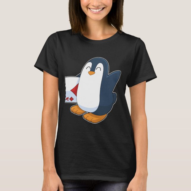 T-shirt Pingouin Poker jeu de cartes de Poker (Devant)
