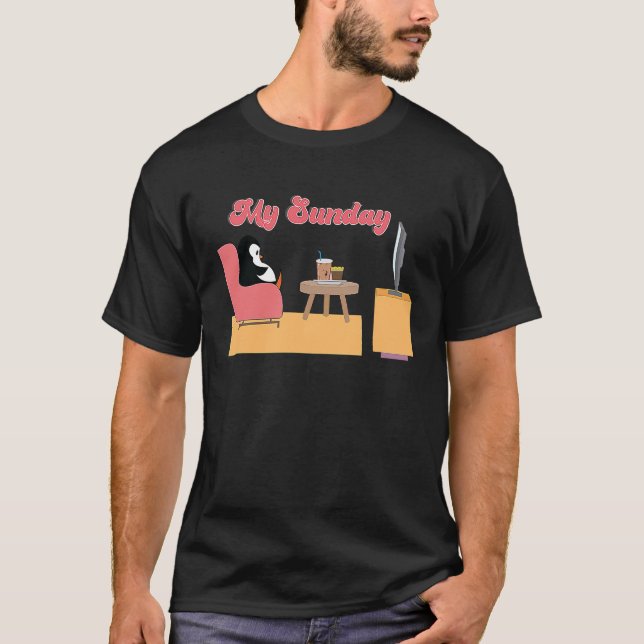 T-shirt Pingouin sur le canapé Mon dimanche (Devant)