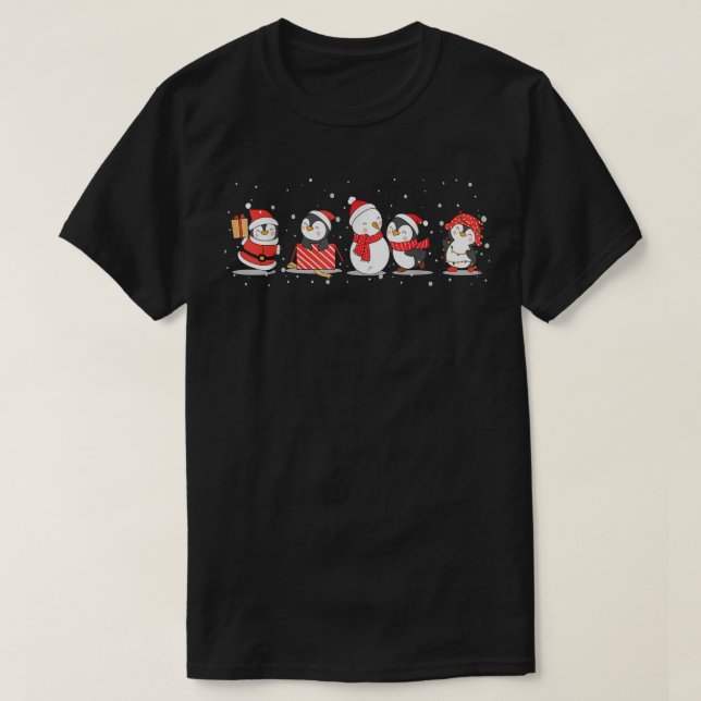 T-shirt Pingouins de Noël Joyeux Noël Joyeux Nouvel An (Design devant)