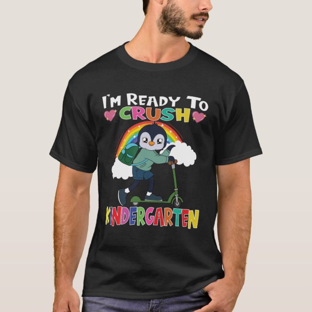 T-shirt Pinguin Avec Scooter Je suis prêt à écraser la mat (Devant)