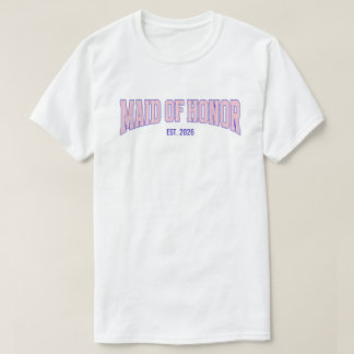T-shirt Pink + Beige Stripe Navy MAID OF HONOR 