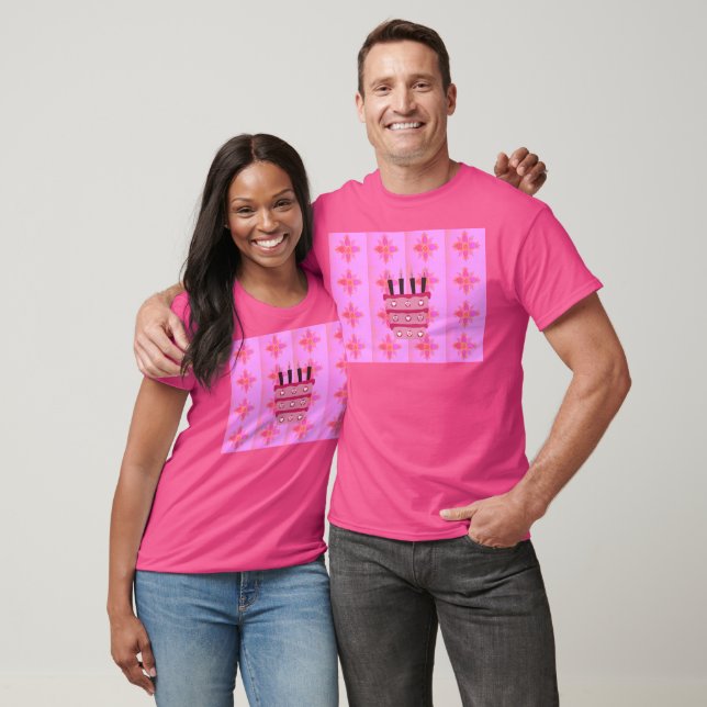 T-shirt Pink Bird Cake Art Imprimer (Unisexe)
