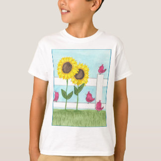 T-shirt Pink Birds & Sunflowers Kids