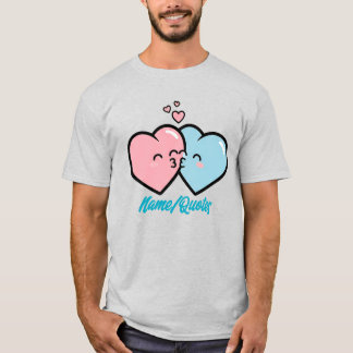 T-shirt Pink & Blue Hearts Kiss