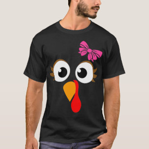 T-shirt Pink Bow Thanksgiving Turquie Face Girl