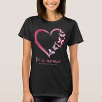 Pink Butterfly Heart I'm A Survivor Breast Cancer 
