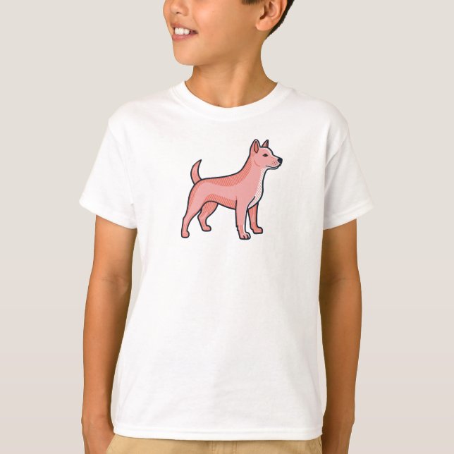 T-shirt Pink Cartoon Dog (Devant)