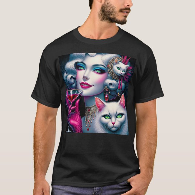 T-shirt Pink Cat Lady (Devant)