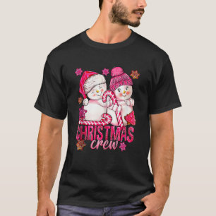 T-shirt Pink Christmas Crew Snowman Avec Sucre de canne Xm