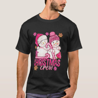 T-shirt Pink Christmas Crew Snowman Avec Sucre de canne Xm