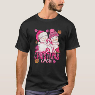 T-shirt Pink Christmas Crew Snowman Avec Sucre de canne Xm