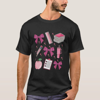 T-shirt Pink Coquette Bow Retour à l'école Étudiant L