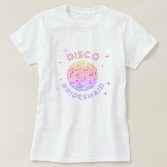 T-shirt Pink Disco Ball les années 70 Bachelorette Disco B (Design devant)