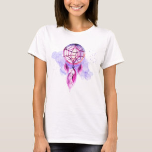 T-shirt Pink Dreamcatcher On Purple Watercolor
