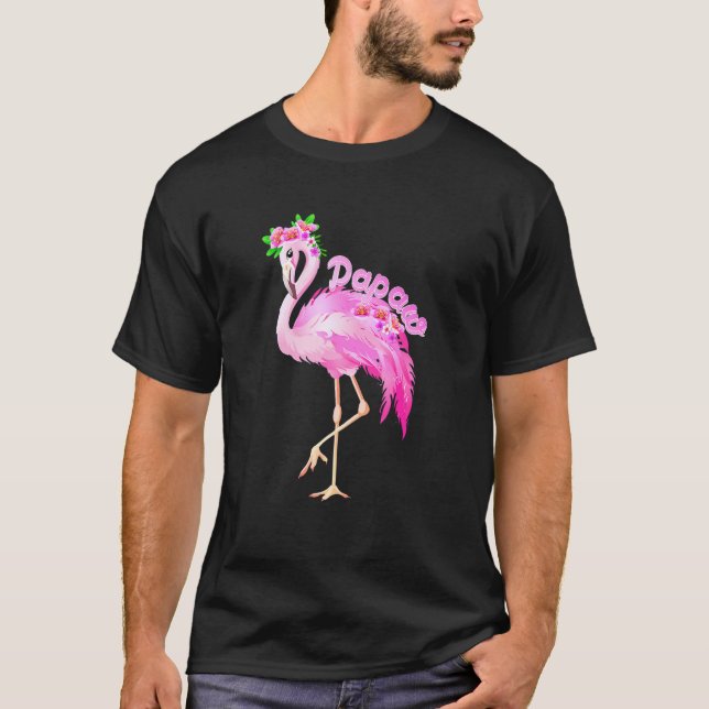 T-shirt Pink Flamant rose Papaw Bird Christmas Matching Fa (Devant)