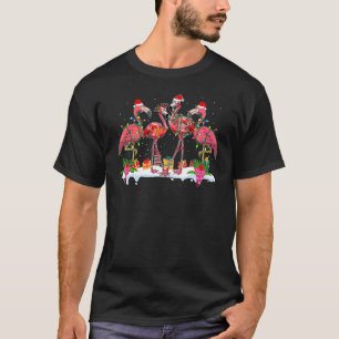 T-shirt Pink Flamingo Christmas Lighting Xmas Tree Santa H