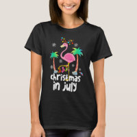 Pink Flamingo in Santa Hat Christmas in July Girl