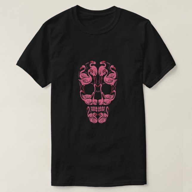 T-shirt Pink Flamingo Skull Breast Cancer Awareness Hallow (Design devant)