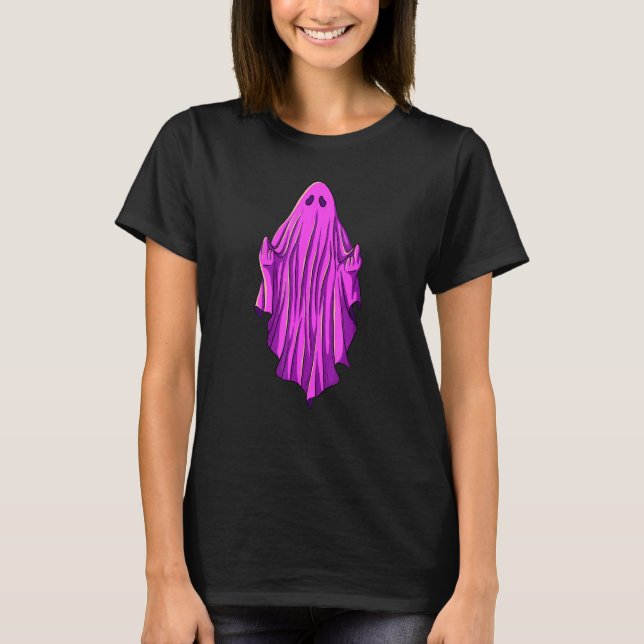 T-shirt Pink ghost with middle fingers (Devant)