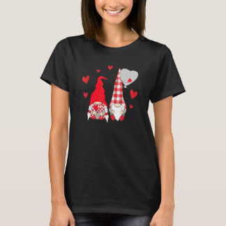 T-shirt Pink Gnome Love Plaid Heart Balloons Valentine's D