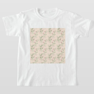 T-shirt Pink Green Retro Y2K les années 70 Fleur Motif