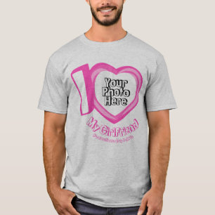 T-shirt Pink Heart Photo J'aime Ma petite amie