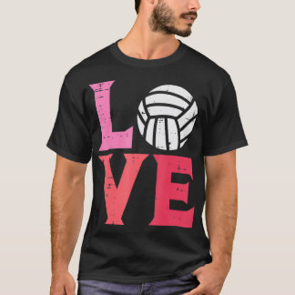 T-shirt Pink Love Volleyball Cute Sports Coach Joueur Homm