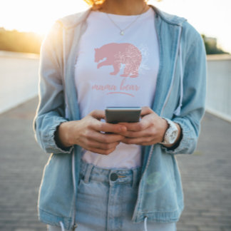 T-shirt Pink Mama Bear Boho Floral femme famille