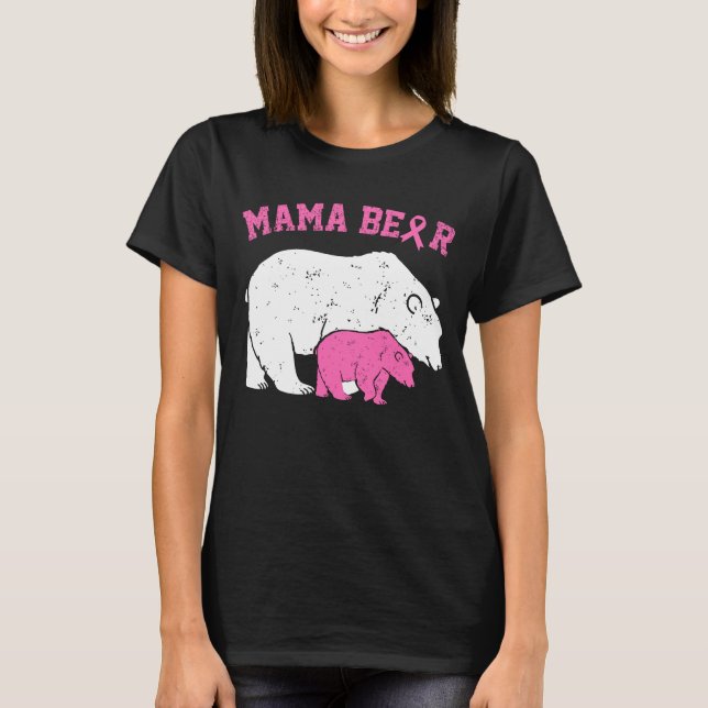 T-shirt Pink Mama Ours Cancer du sein Sensibilisation (Devant)