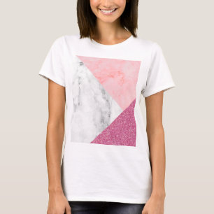 T-shirt Pink Marmor Print Sparkling