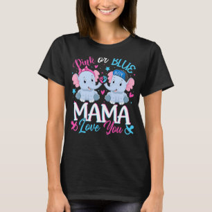 T-shirt Pink or Blue Mama Vous Aime Eléphants Bébé Genre