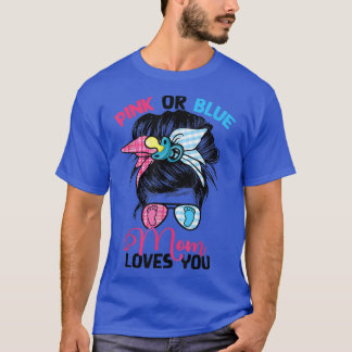 T-shirt Pink or Blue Maman t'aime Messy Bun Genre Revela