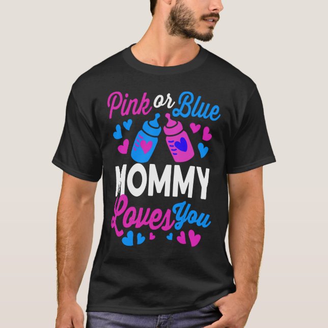 T-shirt Pink or Blue MOMMY vous aime | Baby Mom Cadeau (Devant)