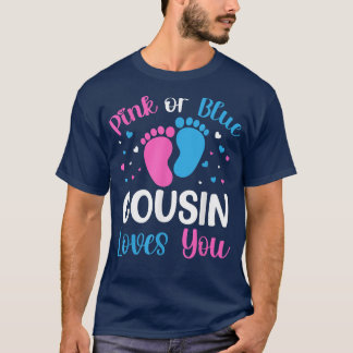 T-shirt Pink Ou Bleu Cousin Vous Aime Genre Révéler Bébé S