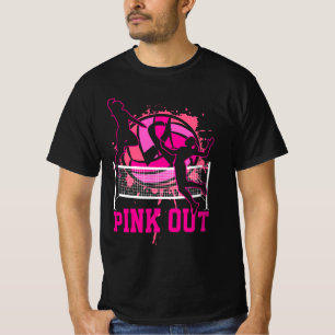 T-shirt Pink Out Bump Set Spike Volleyball Cancer du sein 