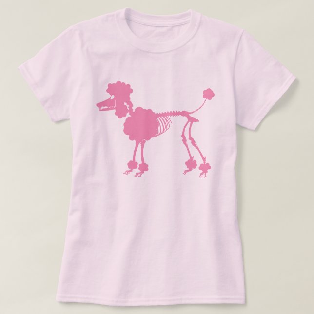 T-shirt Pink Poodle Skeleton (Design devant)