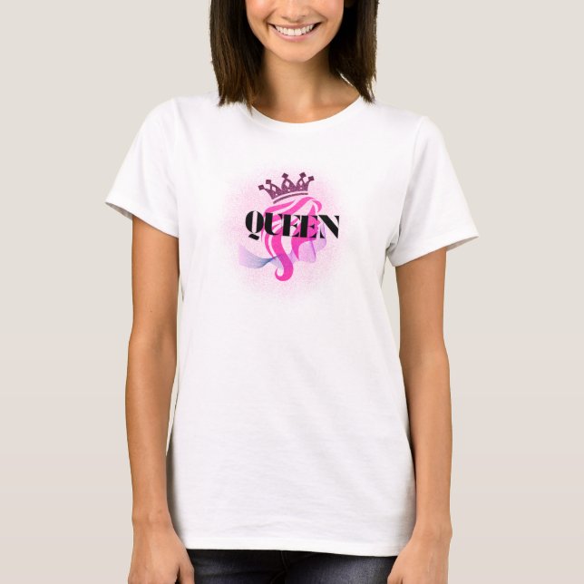 T-shirt Pink Queen Crown Design – Confident Feminine Power (Devant)