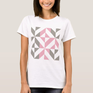 T-shirt Pink Raspberry and Silver Geometric ZigZag
