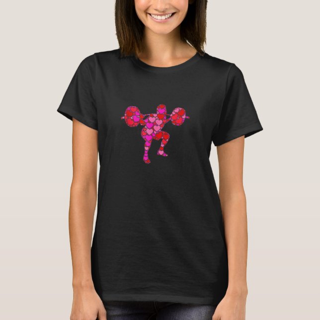 T-shirt Pink Red Heart Valentines Day For Weight Lifter Gy (Devant)