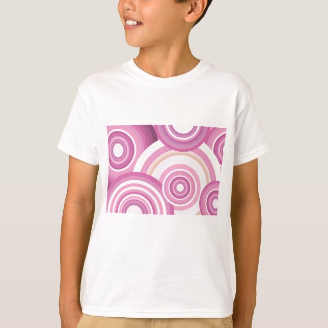 T-shirt Pink Retro Circles Pattern (Devant)