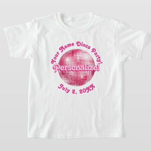 T-shirt Pink Retro Disco Ball PERSONNALISÉ