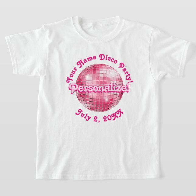 T-shirt Pink Retro Disco Ball PERSONNALISÉ (Poser)