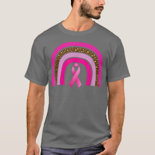 T-shirt Pink Ribbon Boho Rainbow Sensibilisation au cancer