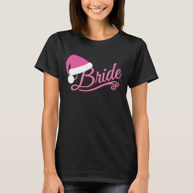 T-shirt Pink Santa Hat Bride noir (Devant)